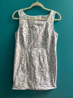 Vintage Floral Sleeveless Shift Dress in Lavender & Yellow cottagecore summer